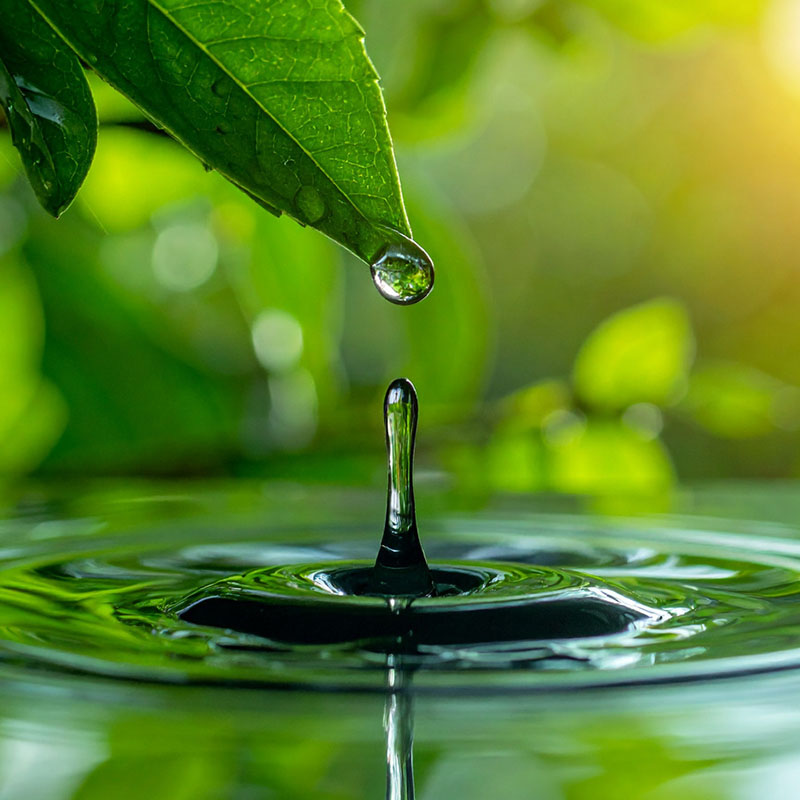 Goccia d'acqua da una foglia